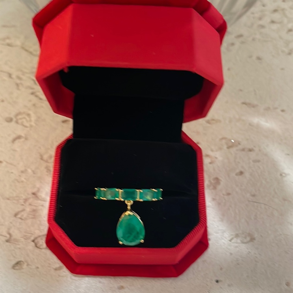 Emerald gold vermeil Sz 7
